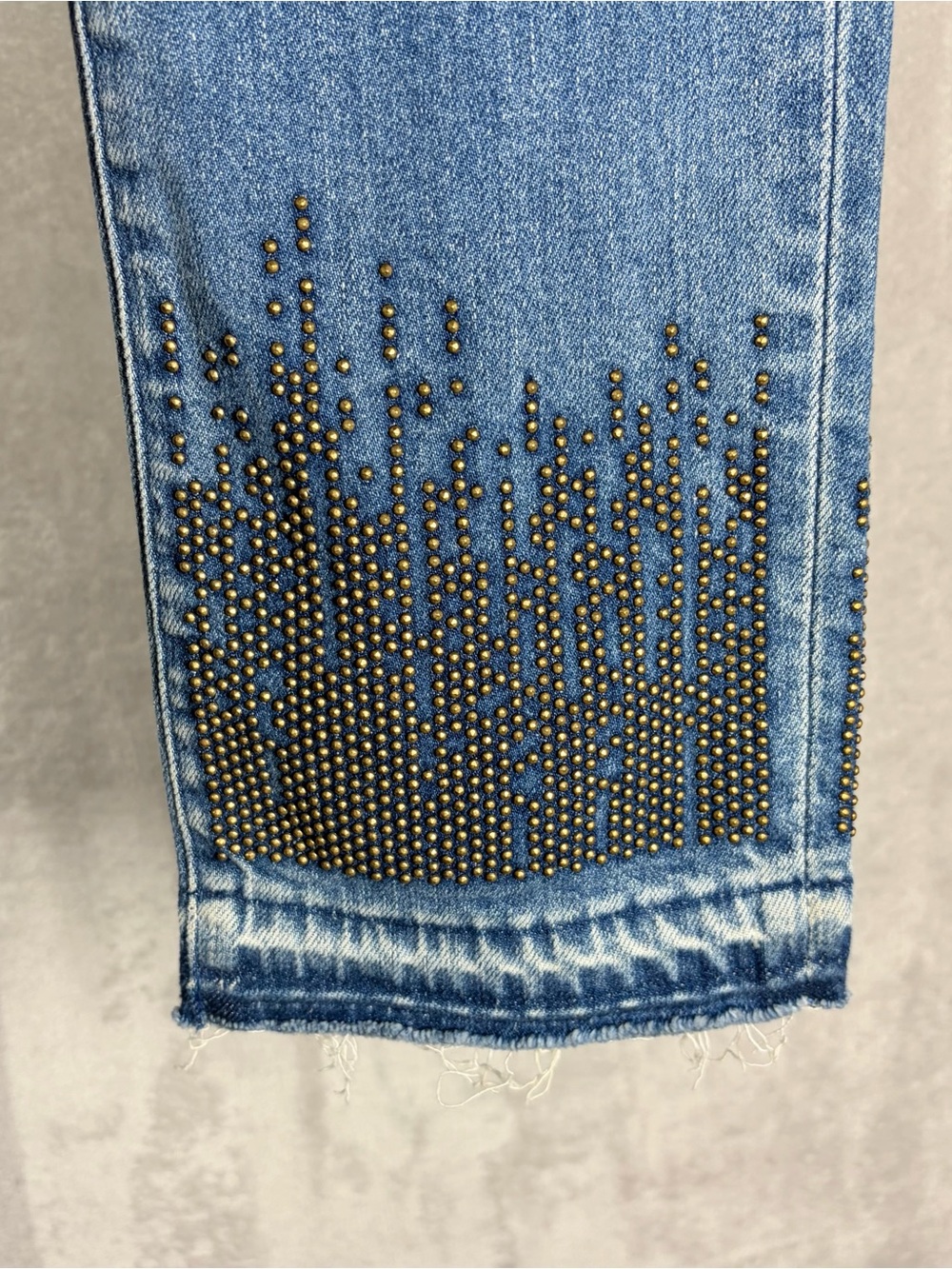 True Religion Cora Straight Crop Jean Women’s 25 Eclectic Edgy Studded Hem - Picture 5 of 12